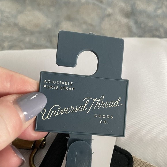 Universal Threads Crossbody Wide Adjustable Strap Black Tan Stripe Black Pouch - Picture 2 of 9